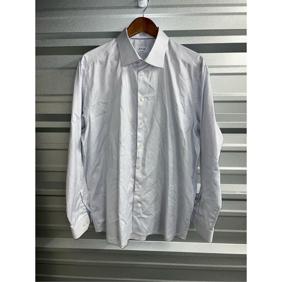 Eton Other - Blue & White Eton Point Collar Button Up Dress Shirt Size  XL